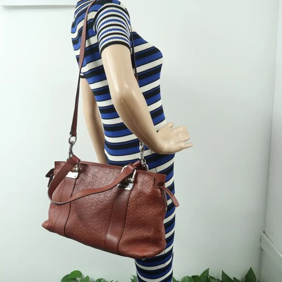 GUCCI Brick Red Leather Satchel 430-010325 - Picture 11 of 11